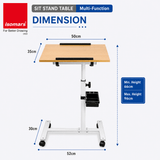 Isomars Multipurpose Laptop Table Study Desk, Lockable Wheels, & Adjustable Height and Angle for Breakfast Table, WFH & Online Classes (Wooden) - Isomars