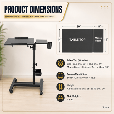 Isomars Multipurpose Study / Laptop Table - LDM3BLACK - Isomars