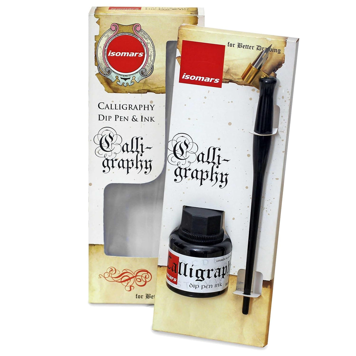 Isomars Oblique Dip Pen with Brass Flange, Flex Nib & 35ml Ink - Isomars