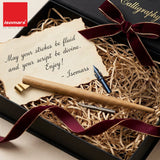 Isomars Oblique Wooden Calligraphy Holder with brass flange, English flex nib & mapping nib for elegant calligraphy and fine lettering - Isomars
