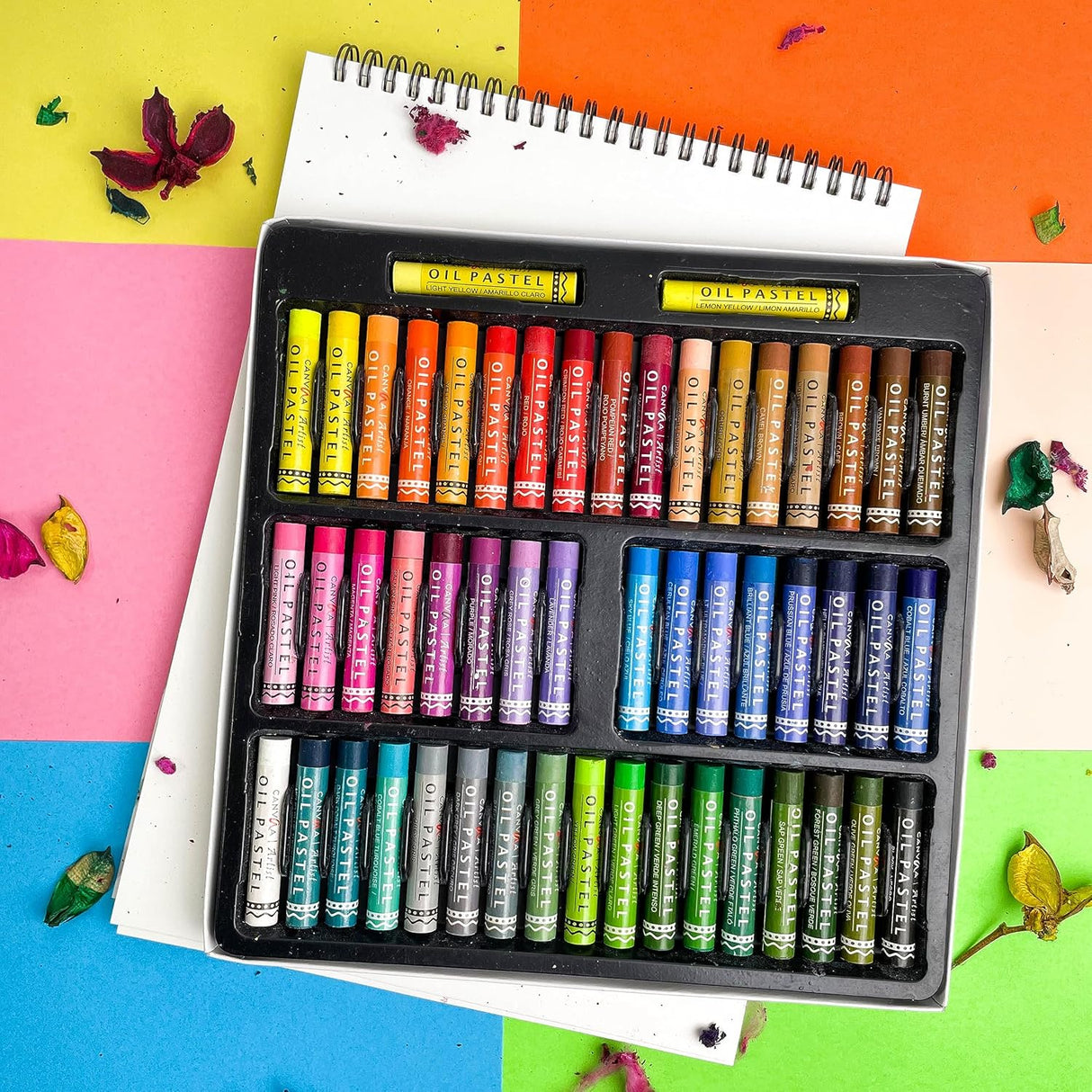 Isomars Oil Pastels, 52 Vibrant Shades, Professional Artist Drawing Set - Isomars