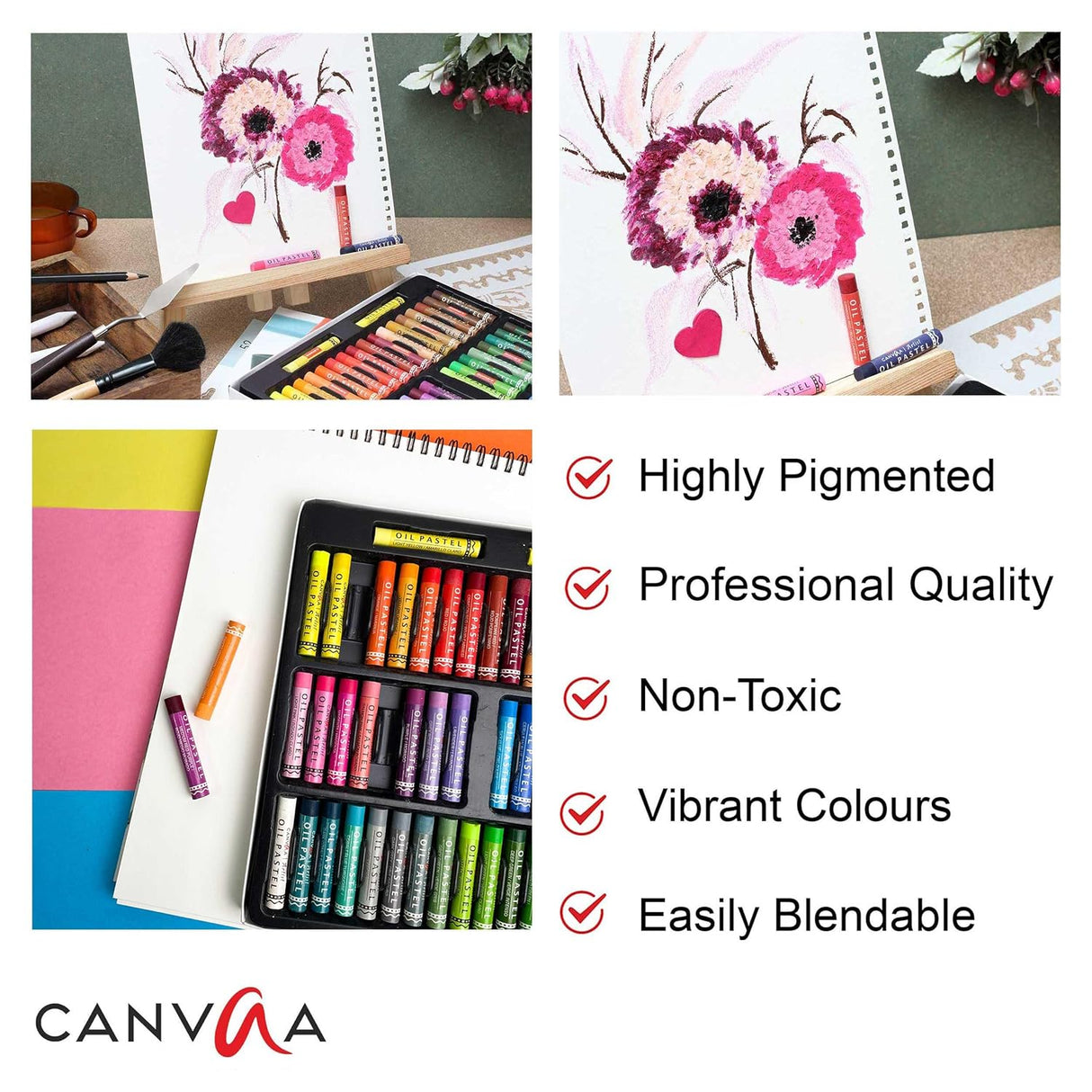 Isomars Oil Pastels, 52 Vibrant Shades, Professional Artist Drawing Set - Isomars