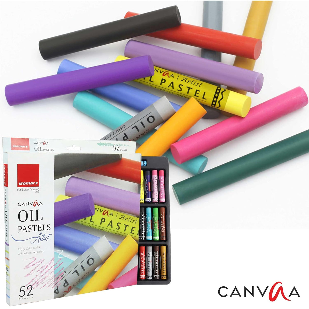 Isomars Oil Pastels, 52 Vibrant Shades, Professional Artist Drawing Set - Isomars