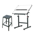 Isomars Olive Green Drawing Board Table - Scholar A1 White Laminated Board 25.5"x35" with Parallel Ruler and Drafting Olive Green Metal Stool Set | Complete Engineer, Draughtsman, Architects Set - Isomars