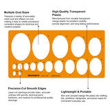 Isomars Oval Drawing Template Stencil | Transparent Ellipse Drafting Template with Multiple Oval Sizes | Geometry & Technical Drawing Tool for Architects, Engineers, Designers, Artists & Students - Isomars