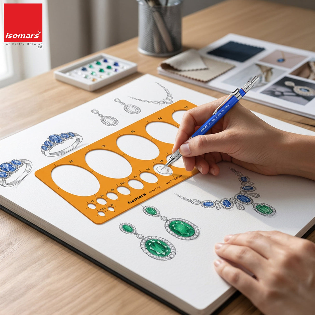 Isomars Oval Drawing Template Stencil | Transparent Ellipse Drafting Template with Multiple Oval Sizes | Geometry & Technical Drawing Tool for Architects, Engineers, Designers, Artists & Students - Isomars
