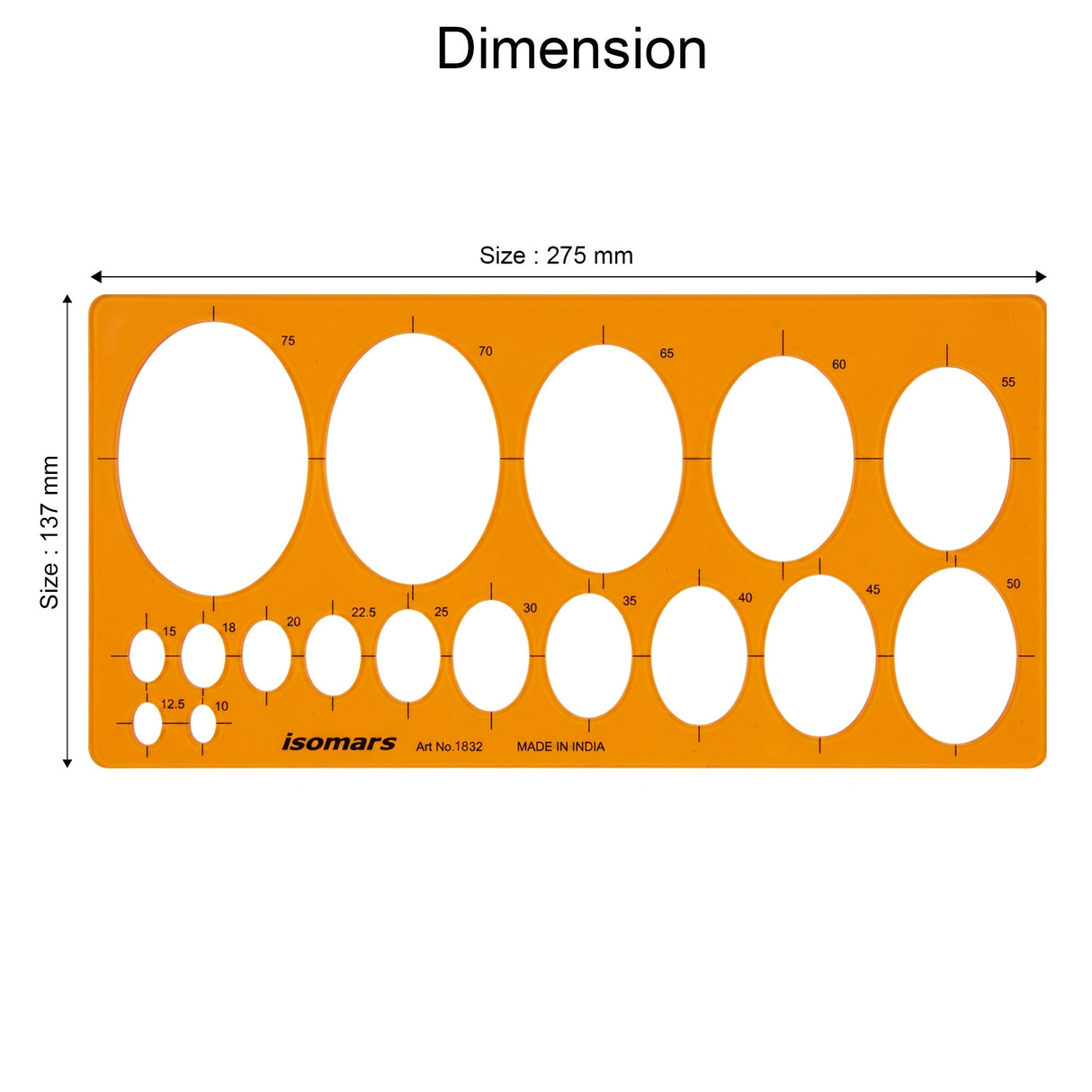 Isomars Oval Drawing Template Stencil | Transparent Ellipse Drafting Template with Multiple Oval Sizes | Geometry & Technical Drawing Tool for Architects, Engineers, Designers, Artists & Students - Isomars