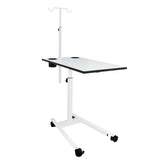 Isomars Overbed Table with Saline Stand | Adjustable Bedside Table with Wheels | Adjustable Height | Hospital Bedside Table with Lockable Wheels Best for Breakfast in Hospital and Home. - Isomars