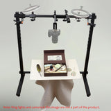 ISOMARS Overhead Camera & Phone Stand | Adjustable 10 Height Levels Product Photography Stand with Dual Light Holders, Background Sheet Brackets & Clips for Overhead Photos & Videos - Isomars