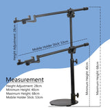 ISOMARS Overhead Mobile Photography Stand with Circular Base, 360° Adjustable Arm with Height Adjustment, Overhead Floor Mobile Stand for Photography, Videography from Overhead Position. - Isomars
