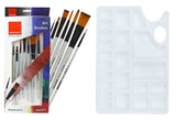 Isomars Paint Brush Set of 7 with Colour Mixing Palette Flat & Round Brush - Isomars
