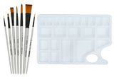 Isomars Paint Brush Set of 7 with Colour Mixing Palette Flat & Round Brush - Isomars