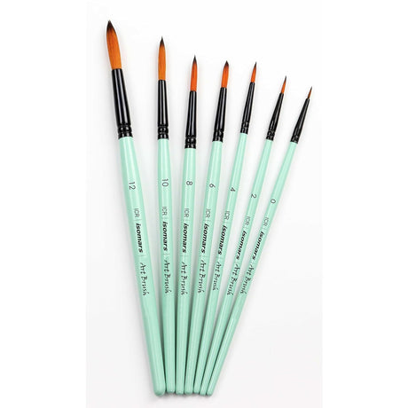 Isomars Paint Brushes Round Brush Set of 7 | Professional Synthetic Pointed Artist Brushes for Acrylic, Oil, Watercolor & Mixed Media Painting | Ideal for Artists, Students & Hobbyists - Isomars