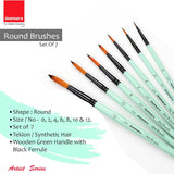 Isomars Paint Brushes Round Brush Set of 7 | Professional Synthetic Pointed Artist Brushes for Acrylic, Oil, Watercolor & Mixed Media Painting | Ideal for Artists, Students & Hobbyists - Isomars