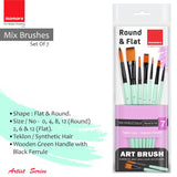 Isomars Paint Brushes Set of 7 Mixed Round & Flat Brushes | Premium Synthetic Artist Brush Combo for Acrylic, Oil, Watercolor & Mixed Media Painting | Ideal for Artists, Students & Hobbyists - Isomars