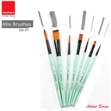 Isomars Paint Brushes Set of 7 Mixed Round & Flat Brushes | Premium Synthetic Artist Brush Combo for Acrylic, Oil, Watercolor & Mixed Media Painting | Ideal for Artists, Students & Hobbyists - Isomars