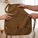 Isomars Painter’s Apron, Large, 10 oz Cotton Canvas, 3 Pockets, Brown - Isomars