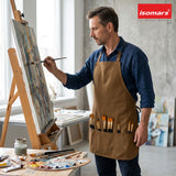 Isomars Painter’s Apron, Large, 10 oz Cotton Canvas, 3 Pockets, Brown - Isomars