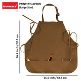 Isomars Painter’s Apron, Large, 10 oz Cotton Canvas, 3 Pockets, Brown - Isomars