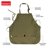 Isomars Painter’s Apron, Large, 10 oz Cotton Canvas, 3 Pockets, Green - Isomars