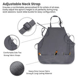 Isomars Painter’s Apron Large - Grey Canvas Art Apron with Front Pockets - Isomars