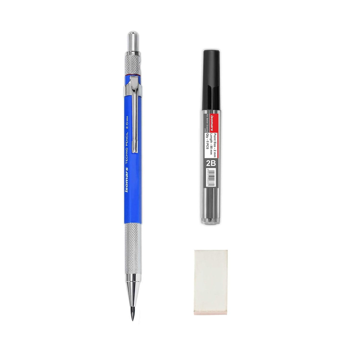 Isomars Parallel Bar (32 Inches) with Triangular Scale (No.2) | Metal Clamps & Mechanical Pencil 2mm with Lead and Eraser | Ideal For Architect, Interior Design and Drafting Students - Isomars
