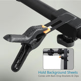 ISOMARS Photography Stand for Overhead Photos & Videos with Camera & Smartphone. Adjust at 10 Different Height. Two Light Holder and Bracket & Clips for Holding Background Sheets. - Isomars