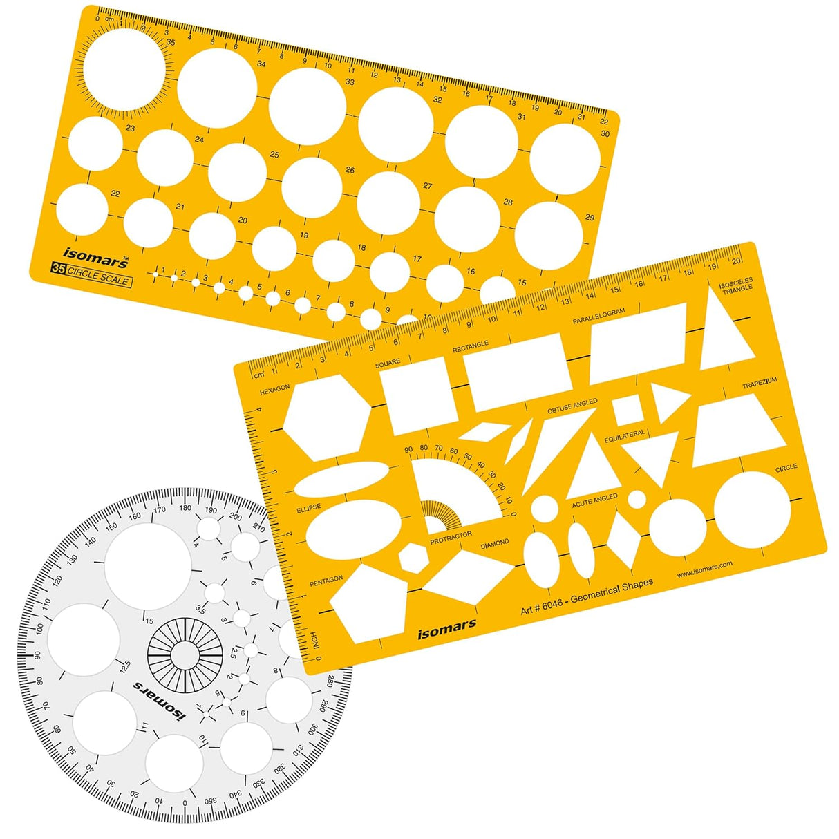 Isomars Pro Circle Big (25 Circle) with Professional Geometry and Circle Template (35 Circle) Ideal for Interior Design | Engineering | Architect | Drafting Students - Isomars