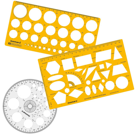 Isomars Pro Circle Big (25 Circle) with Professional Geometry and Circle Template (35 Circle) Ideal for Interior Design | Engineering | Architect | Drafting Students - Isomars