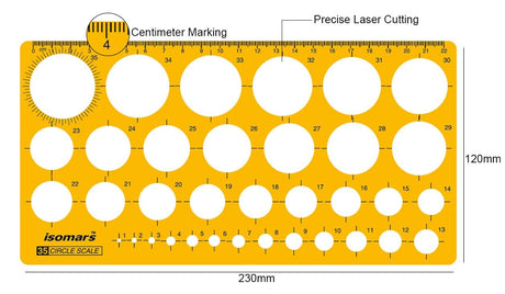 Isomars Pro Circle Small (16 Circles), Pro Circle Big (25 Circles), Circle Template, Parabola Template, Geometry Template, Combination Template | Ideal for Mandala Art | Engineering & Architect Drafting Students - Isomars