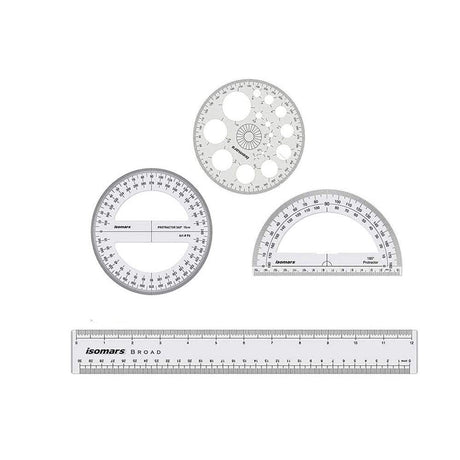 Isomars ProCircle, Protractors - 360 degree & 180 degree, with 12 inches / 30 CM Ruler - Isomars