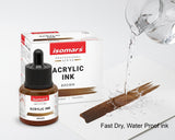 Isomars Professional Acrylic Ink Brown 35 ml Waterproof Dropper Bottle - Isomars