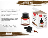 Isomars Professional Acrylic Ink Brown 35 ml Waterproof Dropper Bottle - Isomars