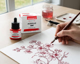 Isomars Professional Acrylic Ink Crimson Red 35 ml, Waterproof Dropper - Isomars