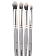 Isomars Professional Blending Brush Set of 4, Soft Bristles, Silver Metal Ferrule, Smooth Grey Handle | Suitable for Watercolor, Gouache, Acrylic, Ink & Oil Painting (Sizes: 2, 4, 6, and 8) - Isomars