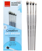 Isomars Professional Blending Brush Set of 4, Soft Bristles, Silver Metal Ferrule, Smooth Grey Handle | Suitable for Watercolor, Gouache, Acrylic, Ink & Oil Painting (Sizes: 2, 4, 6, and 8) - Isomars