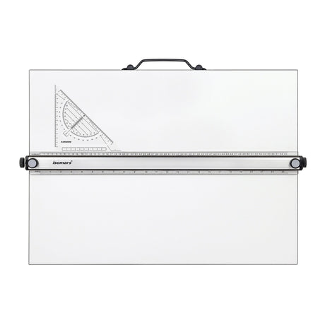 Isomars Professional drafting board with parallel ruler, foldable stand & carry handle for precise technical drawing - Isomars