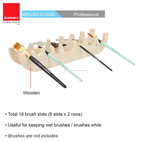 Isomars Professional Wooden Paint Brush Stand – Durable Organizer Rack for Artists & Painters – Holds Multiple Brushes – Ideal for Studio & Classroom Use (Brushes Not Included) - Isomars