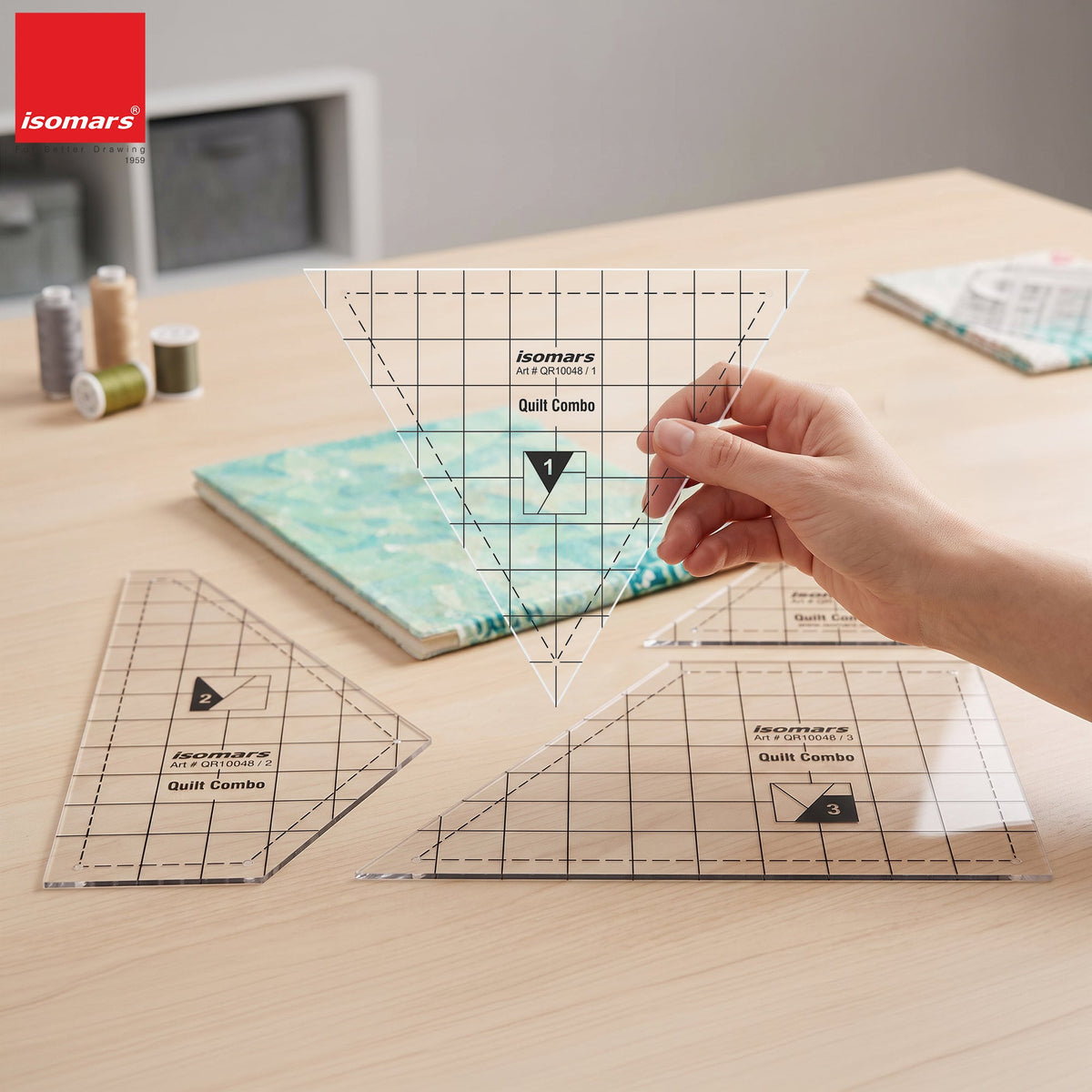 Isomars Quilt Ruler Set of 4 Acrylic Quilting Patchwork Templates - Isomars