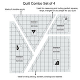 Isomars Quilt Ruler Set of 4 Acrylic Quilting Patchwork Templates - Isomars