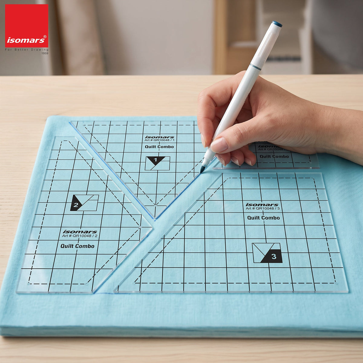 Isomars Quilt Ruler Set of 4 Acrylic Quilting Patchwork Templates - Isomars