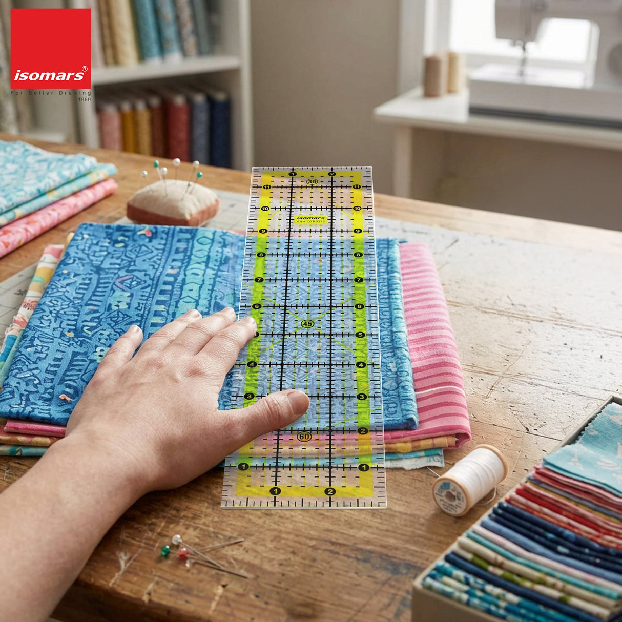 Isomars Quilting Ruler 3 x 12 Inch | Clear Acrylic Sewing Scale - Isomars