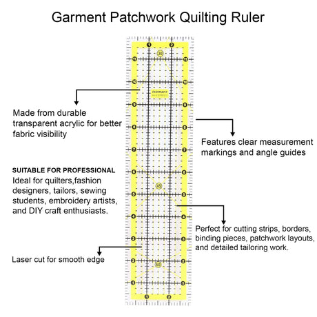 Isomars Quilting Ruler 3 x 12 Inch | Clear Acrylic Sewing Scale - Isomars
