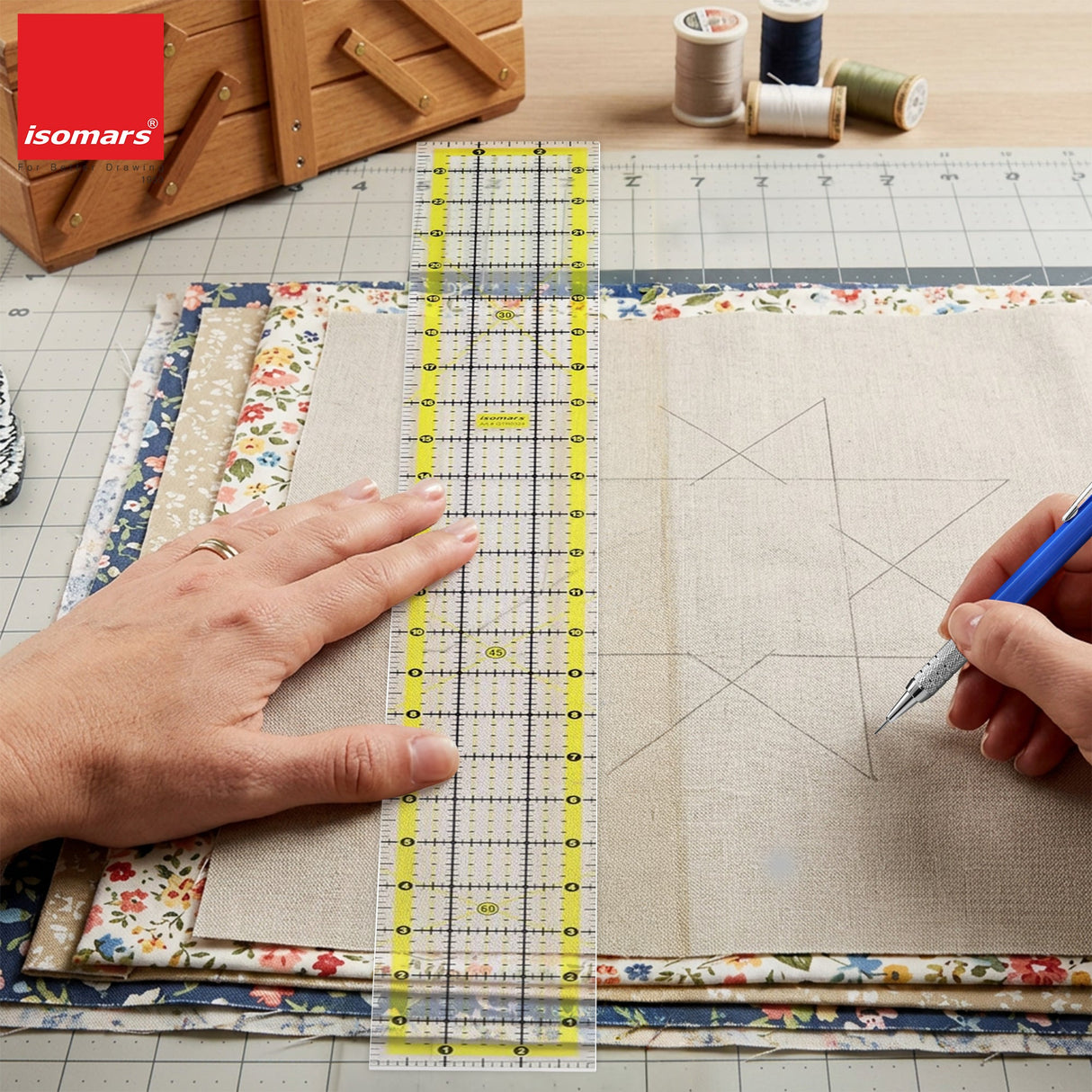 Isomars Quilting Ruler 3 x 24 Inch Clear Acrylic Patchwork Ruler - Isomars
