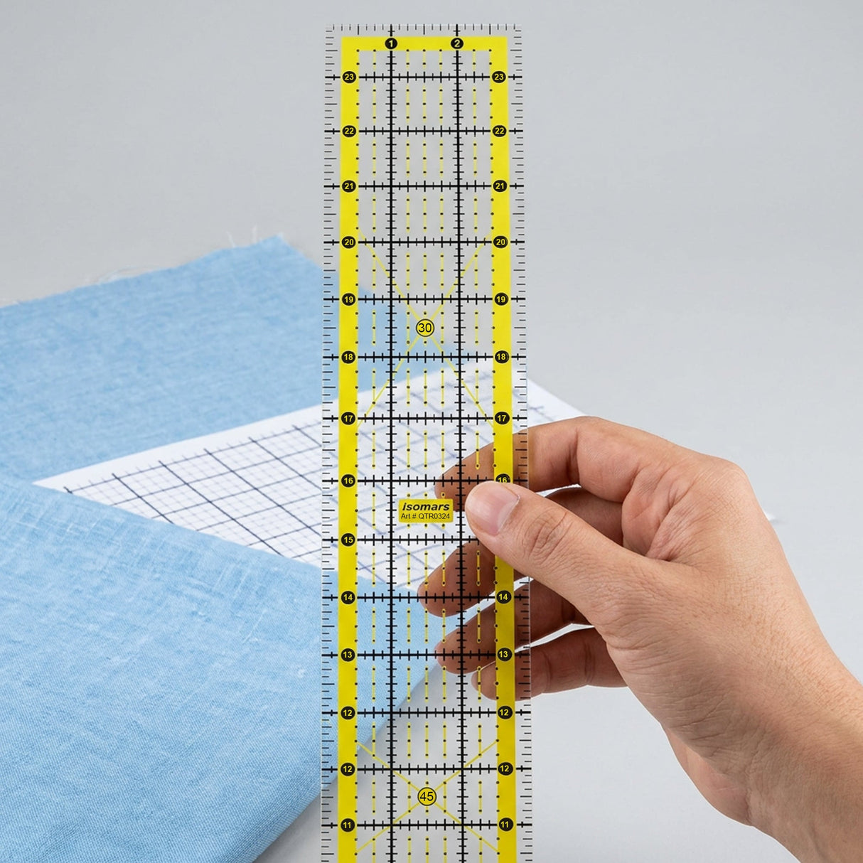 Isomars Quilting Ruler 3 x 24 Inch Clear Acrylic Patchwork Ruler - Isomars