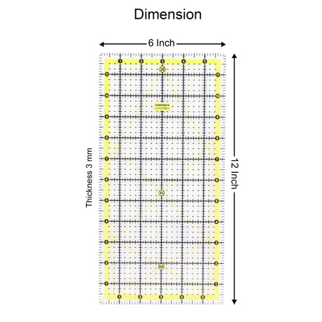 Isomars Quilting Ruler 6 x 12 Inch | Garment Patchwork Ruler - Isomars