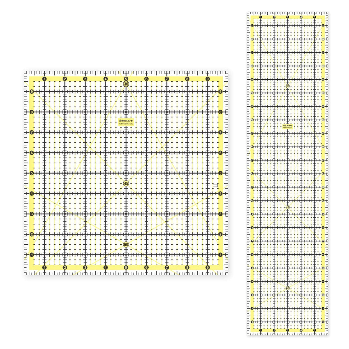 Isomars Quilting Ruler Set of 2 | 10 x 10 & 6 x 24 Inch Acrylic - Isomars
