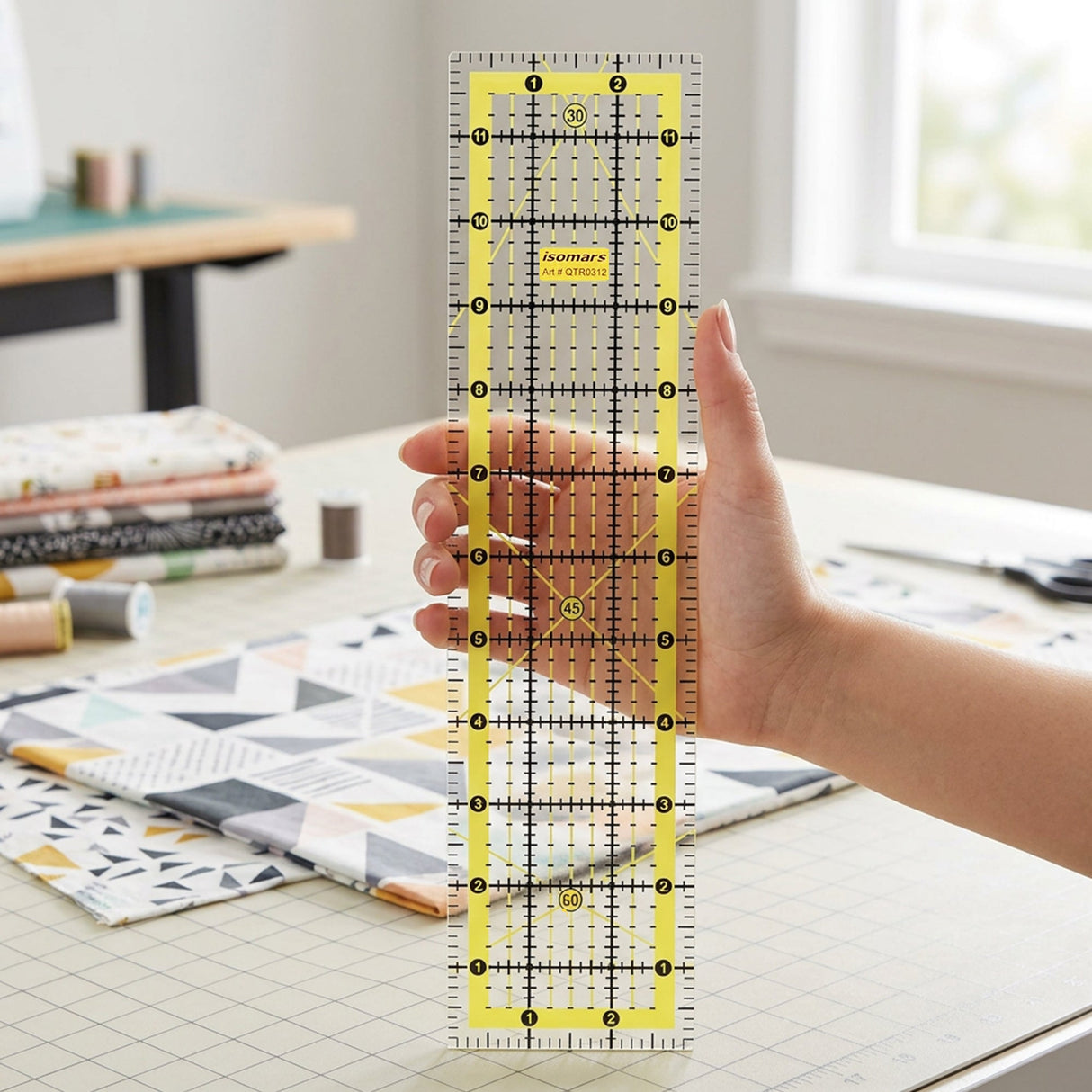 Isomars Quilting Ruler Set of 2 | 3" x 12" & 4.5" x 4.5" - Isomars