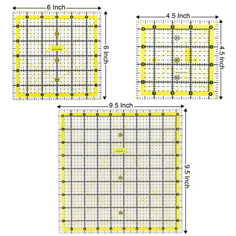 Isomars Quilting Ruler Set of 5 with Storage Bag, Clear Acrylic - Isomars