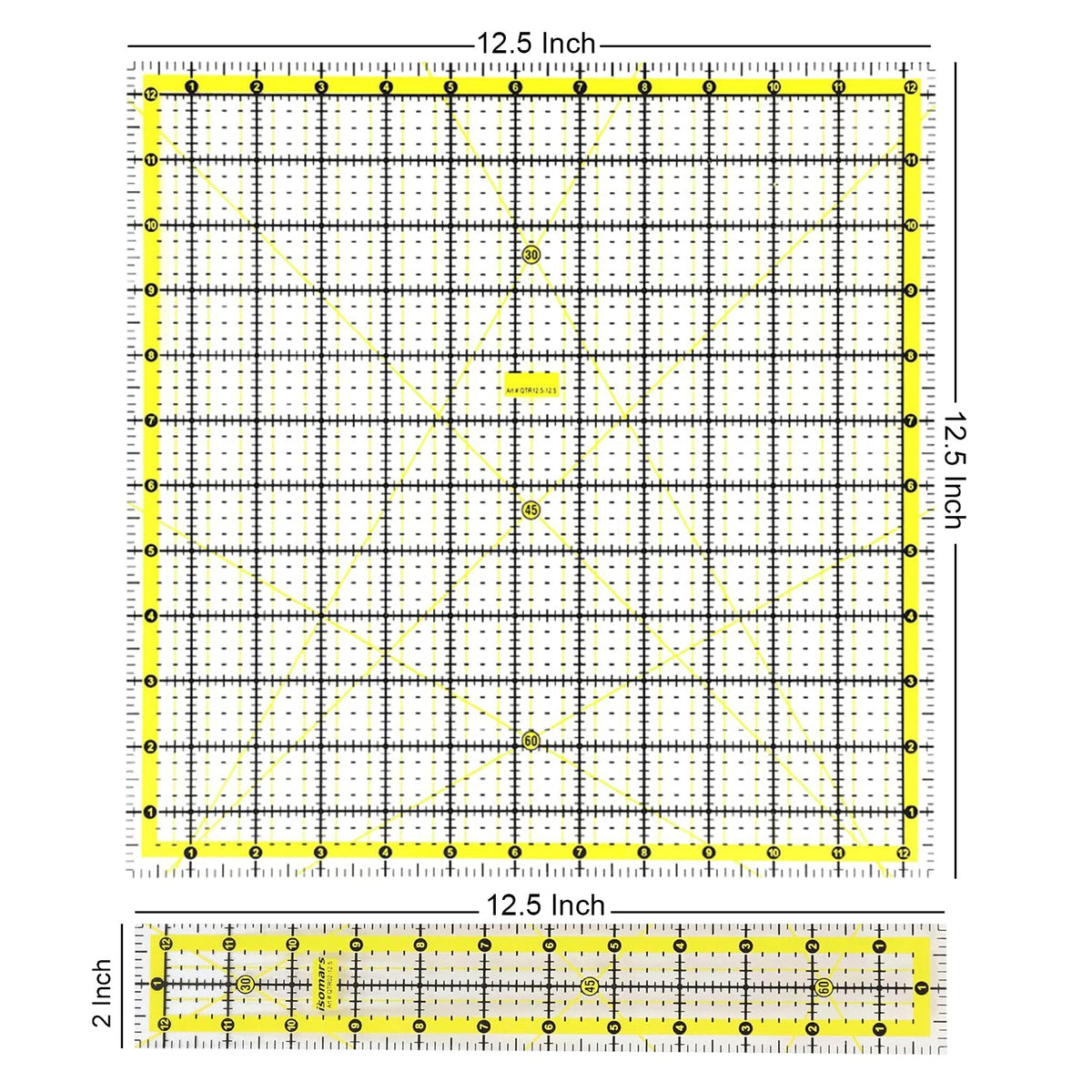 Isomars Quilting Ruler Set of 5 with Storage Bag, Clear Acrylic - Isomars